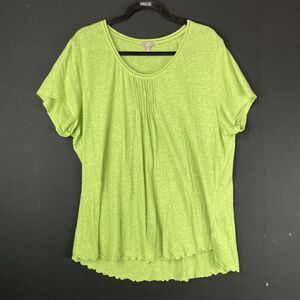 J. Jill Top Blouse Womens Size XL Green Hemp Blend Short Sleeve Mature Halloween
